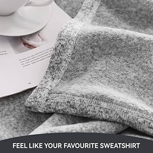 KAWAHOME Sweatshirt Blanket Queen Size for Bed Jersey Knit Lightweight Thin Soft Breathable