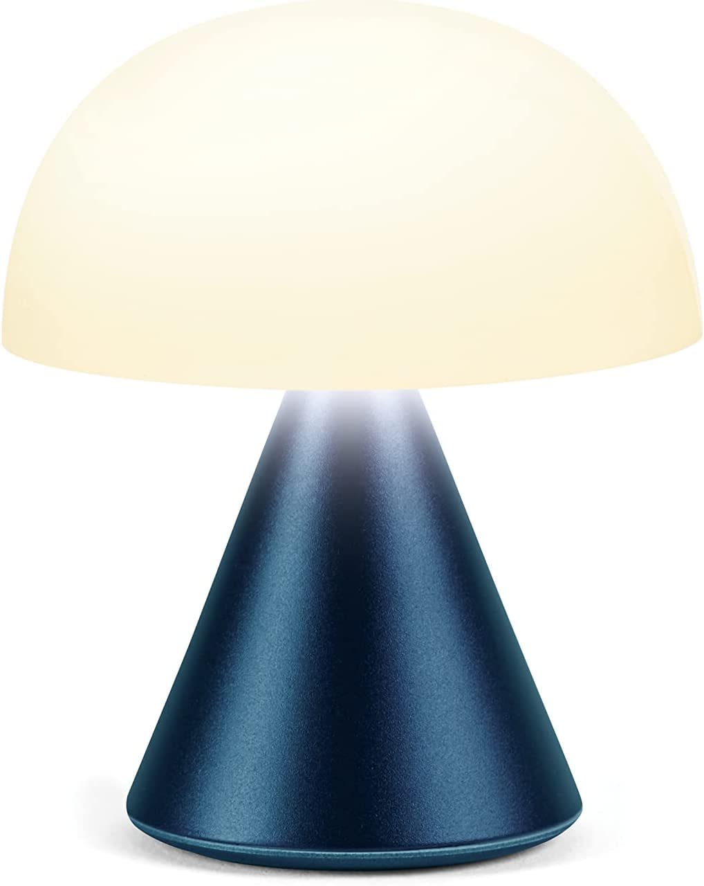 Lexon Mina Small Mushroom Lamp - LED Portable Bedside Light for Bedrooms, Kids & Nursery - Rechargeable with 12h Autonomy & Memory Dimmer, Aluminum - Dark Blue — image 1