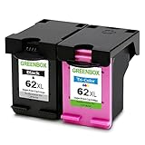 GREENBOX Remanufactured Ink Cartridges Replacement for HP 62 XL 62XL (1 Black, 1 Tri-Color) High Yield for HP Envy 7640 5660 5540 5640 5643 Officejet 5740 5743 5745 OfficeJet 200 250 Mobile Printer