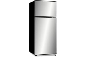 Fox Shack Small Refrigerator with Freezer, 3.8 Cu Ft Double Doors Refrigerator, Fridge for Bedroom, Kitchen, Dorm, Apartment, Garage, Office