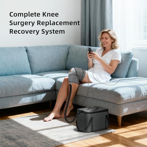 Ice Machine for knee Surgery, Cold Therapy Machine with Programmable Timing, Silent Pump, Comfort Pad for Knee, Easy to Use