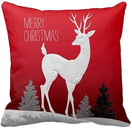 Decorative Pillow Case Covers Merry Christmas Reindeer Vintage