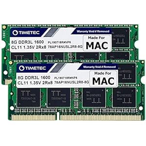 Timetec 16GB KIT(2x8GB) Compatibel voor Apple DDR3L 1600MHz voor Mac Book Pro(begin/eind 2011, medio 2012),iMac (medio…