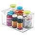 mDesign Bathroom Vitamin Storage Organizer Bin with Built-In Handles for Vitamins, Supplements, Serums, Essential Oils, Medical Supplies, First Aid Supplies - Clear