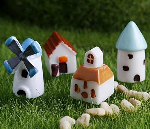 YesluckY 20Pcs Animal Rabbit Duck Swan Ornament Resin Miniature Figurine Plant Pot Garden Decor Toys Home Crafts Classic Art Collectible(Castle)