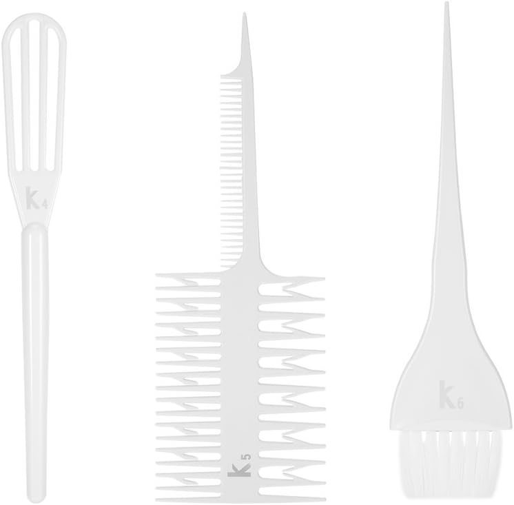 6Pcs Salon Hair Coloring Dyeing Kit Brush Comb Bowl White Hair Tint Bowl Mixing Tool DIY Hair Colouring Tool Set: Kitchen & Dining