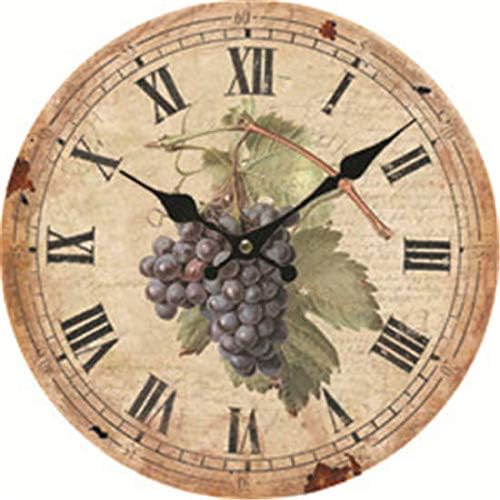 Grape Large Wall Clock Decor for Bedroom Nursery Round Silent Wood Clock Art for Kids Girls Boys Room 16 Inches