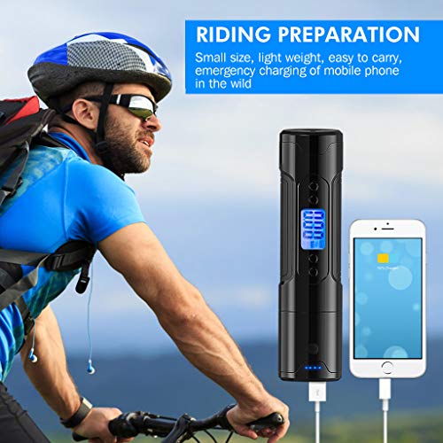 TONSIM Portable Air Bicycle Pump with LCD Display and LED Lights Mini Inflator 1000mAh＊3 Lithium Battery Charging for Cell Phone - Thumbnail 6