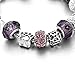 Long Way ® Silver Plated Snake Chain Charm Bracelets Bangles Purple Murano Glass & Crystal Beads Fit Bracelet for Women