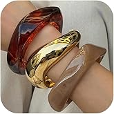 Ingemark Chunky Acrylic Bangles Bracelets for Women Gold Wide Cuff Minimalist Jewelry Statement Colorful Resin Bangles for Party