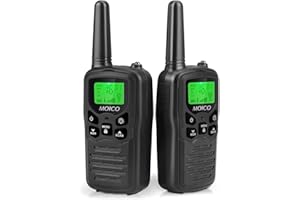 MOICO Long Range Walkie Talkies for Adults with 22 FRS Channels, Family Walkie Talkie with LED Flashlight VOX LCD Display for Hiking Camping Trip (Black 2 Pack)
