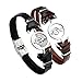 Gyand 2 PCS Stainless Steel Music Note Symbol Bead Leather Couple Bracelet Cuff,Black and Brown
