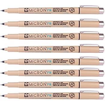 Sakura Pigma Micron Fine Line Pen High Light and Soft Head Pen Manga Drawing- Assorted 8 Pens Set (Black, PN-8 Pens)