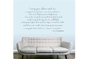 WALLPRESSIONS 40" I Carry Your Heart with Me EE Cummings Wall Decal Sticker Home Decor Poetry I Am Never Without It Here is The Deepest Secret Nobody Knows