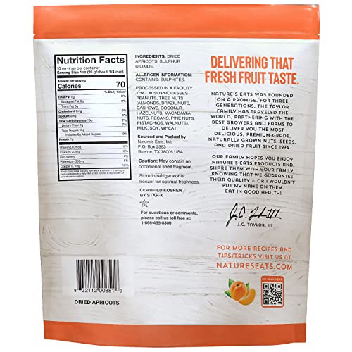 NATURE’S EAT SUN DRIED TURKISH APRICOTS – DRIED APRICOTS ORGANIC, HEALTHY FRUIT SNACKS FOR ADULTS & KIDS – NO SUGAR ADDED – GLUTEN FREE & VEGAN – RESEALABLE BAG 10 OUNCE (PACK OF 1)