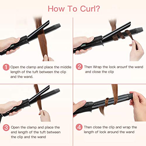 Curling Iron, MANLI 1 Inch Hair Curler with Tourmaline Ceramic Coating, Hair Curling Wand, 360°Swivel Cord, Auto Shut-Off, 4 Heat Setting for All Types of Hair (120°F to 440°F)