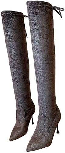 Amazon シュウカ 美脚 脚長狙い 定番ブーツ ニーハイブーツ ハイヒール ピンヒール ロング ブーツ ロングブーツ レディース シューズ ブーツ ロングブーツ カジュアルブーツ ピンヒール ファッション サイハイブーツ ブーツ ブーティ