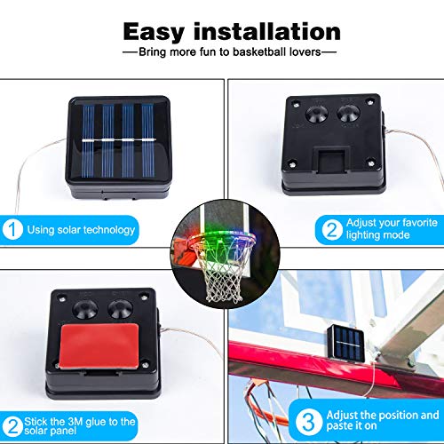 Gr8ware LED Basketball Hoop Lights - Glow-in-The-Dark Basketball Rim Waterproof LED Light Swish - Super Bright to Play at Night Outdoors - Ideal for Kids Adults Training Games 3 on 3
