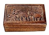storeindya, Handmade Wooden Jewelry Box - Keepsake Box - Storage Organizer - Multipurpose Box - Treasure Chest - Trinket Holder for Women Men Girls - Single (Chandragupta Collection)