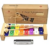 MUSICUBE Xylophone for Kids Wood Xylophone with Mallets Orff Music Instrument for Educational Preschool Learning Baby Percussion Kit Professional Tuning Gift Choice for Children Harmonica Included