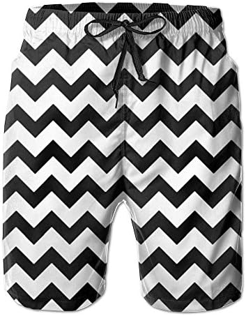 Mens White And Black Wave Quick-drying Summer Boardshort Swimm Surf Trunk Athletic Beach Board Shorts
