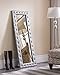 Kings Brand Furniture - Modern Upholstered Tufted Standing Floor Mirror, Silver