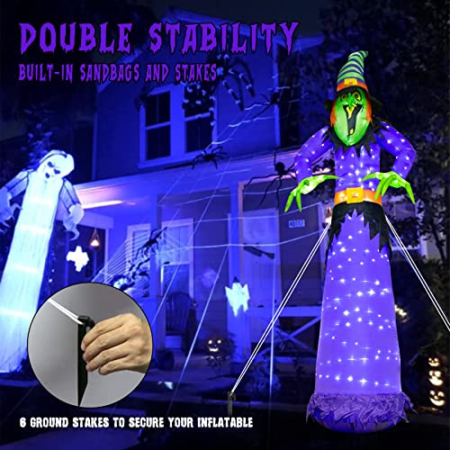 EAMBRITE 10 FT Halloween Inflatable Witch with 248LED Cool White Lights