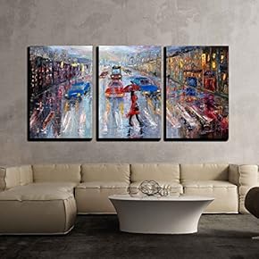 3 Piece Canvas Wall Art - Original Oil Painting Showing Beautiful Young Woman in Red - Modern Home Art Stretched and Framed Ready to Hang - 16"x24"x3 Panels