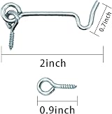 SZXMDKH 2 Inch Cabin Hook Set 4 Pack Galvanized Iron Door Window Latch Silver view 2