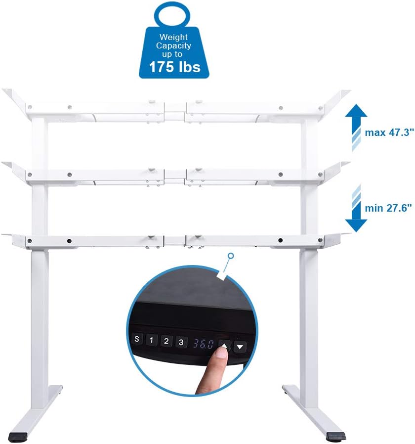 Electric Stand up Desk Frame Workstation Dual Motor Height Adjustable Sit Standing Desk with Memory Preset Controller for Home and Office: Kitchen & Dining
