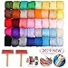 Jeteven Needle Felting Kit 40 Colors Wool Roving DIY with 2 Wool Felt Brushes
