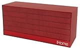 iHome iBN27RX NFC Bluetooth Rechargeable Stereo Mini Speaker in Rubberized Finish, Red