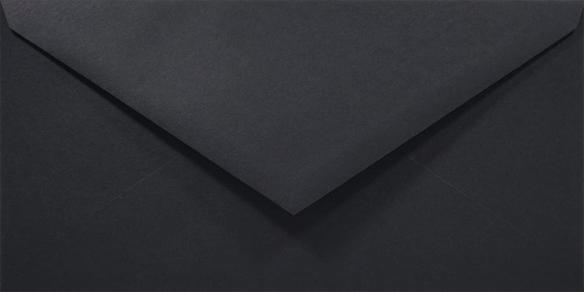 Netuno 50 Black Coloured envelopes DL 110 x 220 mm 4.33 x 8.66 in 80gsm Rainbow Decorative Envelope Colourful Long envelopes for Letters Flyers Business Cards Birthdays Weddings