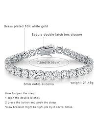 VOLUKA Cubic Zirconia Tennis Bracelet for Women White Gold Gold Rose Gold Plated CZ Bracelets for Men Girls 7.5in