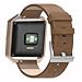 Henoda Compatible with Fitbit Blaze Bands Leather with Rose Gold Frame, Small Brown Blaze Band for Women Men