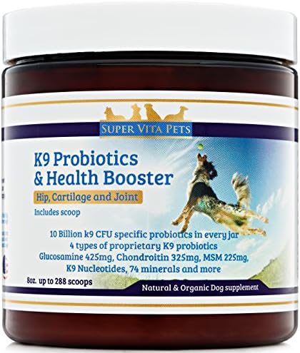 Best Probiotics Powder for Dogs with Glucosamine Chondroitin and MSM – Supplements for Hip and Joints Support – Arthritis Pain Relief – Digestive Enzymes – Diarrhea – Dry Skin – Allergies – 100% Natural and Organic