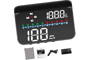 Riloer Head Up Display, OBD2 GPS Car HUD Head-Up Display Universal Multifunction Speedometer, M19 Smart Gauge, Universal Fit for Most Cars