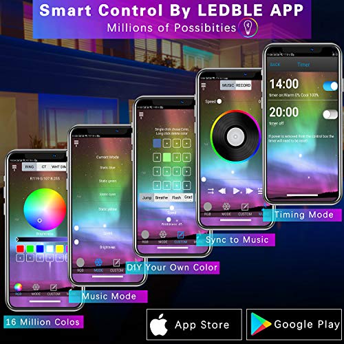 Led Strip Lights Bluetooth,32.8ft Color Changing Strip Lights 5050 SMD RGB LED Tape Light IP67 Waterproof for Party Bar Car Home Kid’Room DIY Decoration