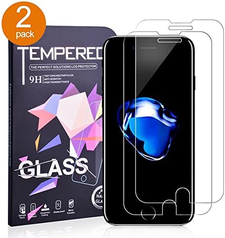 [2 Pack] iPhone 7Plus Screen Protector (5.5"), YuanGuo iPhone 7 Plus[Tempered Glass] Screen Protector-[9H hardness][2.5D Rounded Ultra Clear HD] [Easy-Install Wings][5 years warranty]