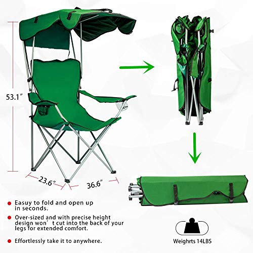 unhg Camp Chairs with Shade Canopy Chair Folding Camping Recliner