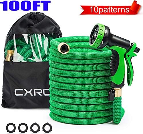 CXRCY Expandable Garden Hose, Double Latex cores 3 Times expanded car wash Hose, 3/4 inch Solid Brass Joints, Extra-Strength Fabrics - Flexible Expansion Metal Hose with 10 Features …