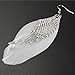 Susenstone Angel Metal Wing Bohemian Handmade Vintage Feather Long Drop Earrings (White)