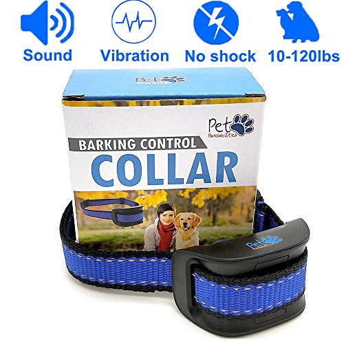 NO SHOCK Humane Bark Control Collar, For 10-120lb Dogs, Extremely Effective with No Pain or Harm, 7 Different Bark Sensitivity Levels, Bark Training Collar Vibration, Neck size 8.34in to 24.5in