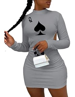 Ninimour Women Fashion Poker Print 