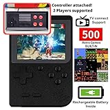 DigitCont Retro Mini Handheld Arcade, Built-in with 500 Classic Games 2 Players Mode Miniature Console Handheld Portable Game Cabinet Machine Rechargeable Battery Inside Support Connect TV Black