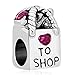 Pugster Antique Shopping Bag Heart Love to Shop Purple Birthstone Crystal Charm Beads Fit Pandora Bracelet