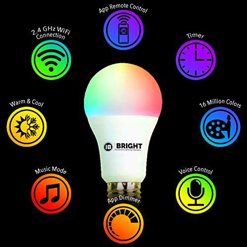 Smart Light Bulbs, IBRIGHT 16 Million Colors, 80 Energy Saving, A19