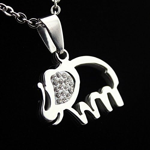 Women's Jewelry Tibetan Style Silver Tone Stainless Steel Cute Elephant Necklace Rhinestone Crystal Pendants Christmas Gift