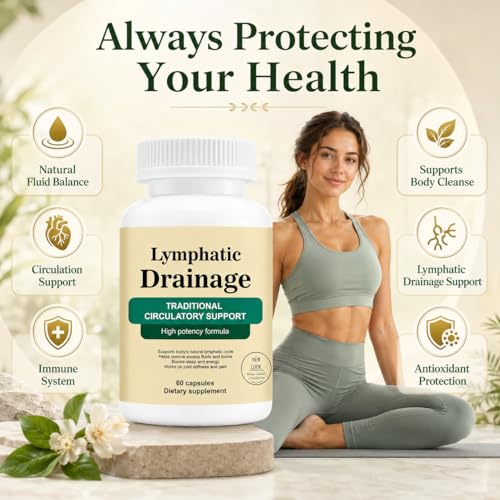 Lymphatic Drainage Capsules, Lymphatic Drainage for Immune, Cleanse & Detox, Reduce Swelling, Formula with Liver Health with Dandelion, Echinacea,Elderberry,Cleavers Herb,Burdock,Non-GMO (60 Capsules)