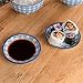 Nicola Spring 6X 10cm 3 Colours Hand-Printed Sauce Dish Set - Small Japanese Style Porcelain Salsa, Soy Dipping Plates